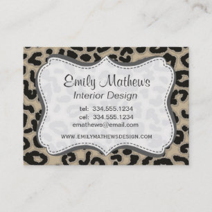 Tarjeta De Visita Khaki, Tan, impresión de animales leopardos