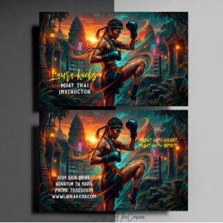 Tarjeta De Visita Kickboxing Martial Arts Muay Thai Instructor