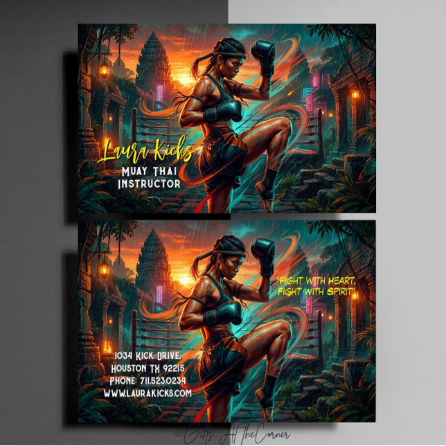 Tarjeta De Visita Kickboxing Martial Arts Muay Thai Instructor (Subido por el creador)