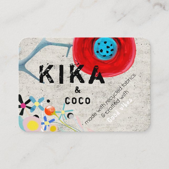 Tarjeta De Visita Kika y Coco buenas vibras (Anverso)