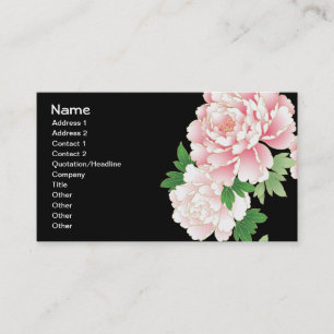 Tarjeta De Visita Kimono floral japonés de los Peonies rosados
