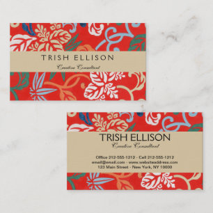 Tarjeta De Visita Kimono japonés rojo hawaiano