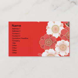 Tarjeta De Visita Kimono japonés Sakura rojo y blanco