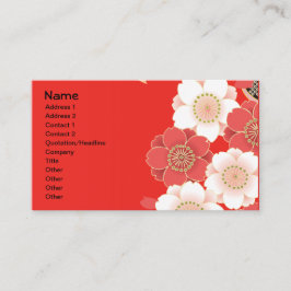 Tarjeta De Visita Kimono japonés Sakura rojo y blanco
