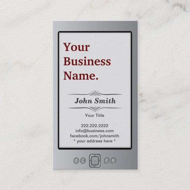 Tarjeta De Visita Kindle Book Style Business Card (Anverso)
