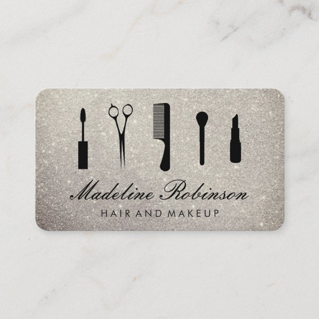 Tarjeta De Visita Kit de glamour con Purpurina elegante (Anverso)