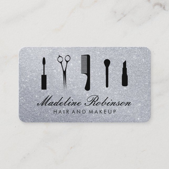 Tarjeta De Visita Kit de glamour con Purpurina elegante (Anverso)