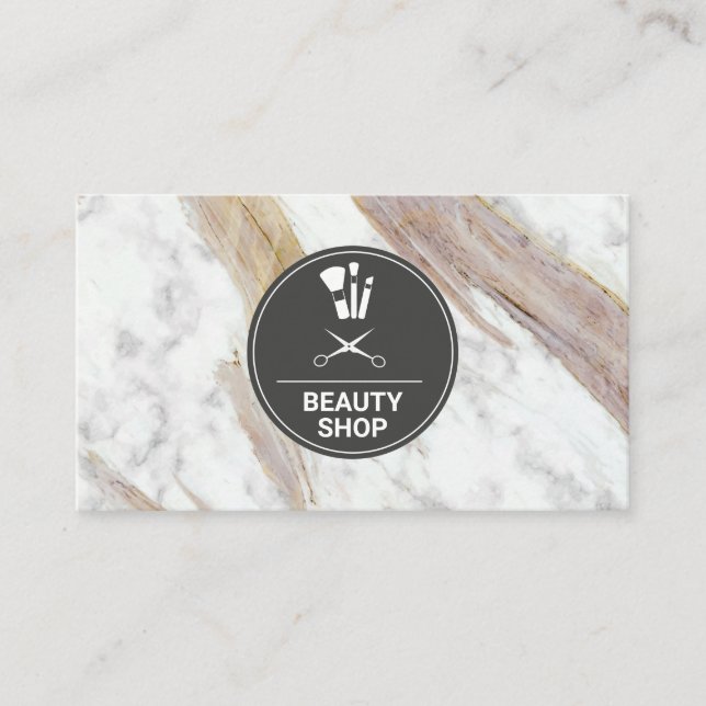 Tarjeta De Visita Kit de pelo de maquillaje Marble blanco (Anverso)