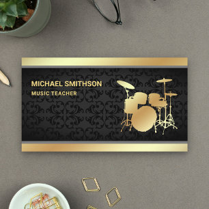 Tarjeta De Visita Kit de tambor de oro para profesores de música de 
