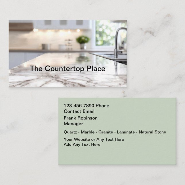 Tarjeta De Visita Kitchen Countertop Construction Business Cards (Anverso / Reverso)