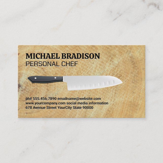 Tarjeta De Visita Kitchen Knife | Bloque de corte (Anverso)