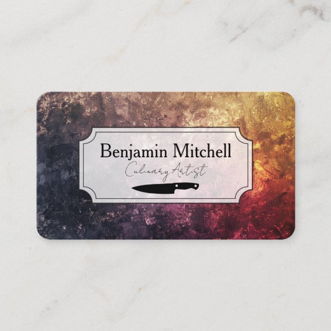 Tarjeta De Visita Kitchen Knife | Chef | Artistic Background (Anverso)