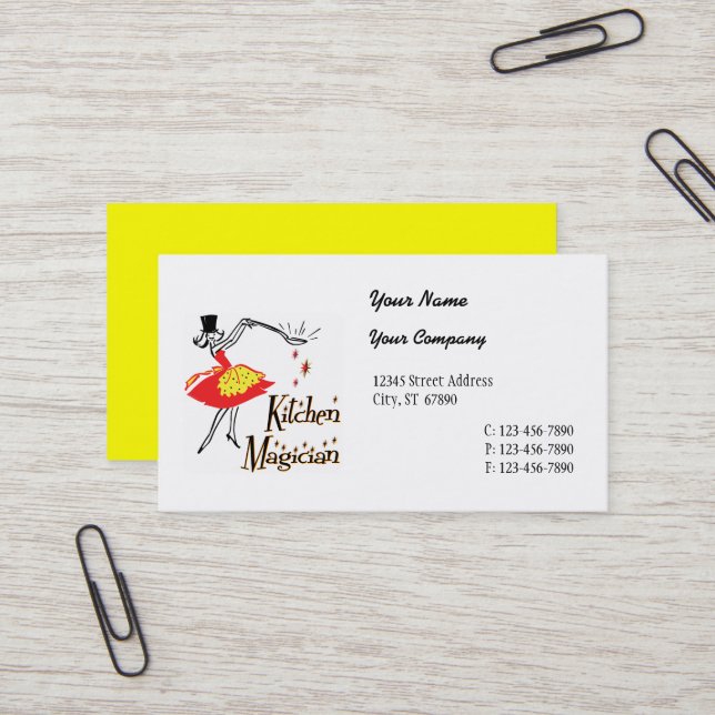 Tarjeta de visita Kitchen Magician Retro (Anverso/Reverso In Situ)