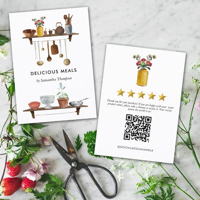 Tarjeta De Visita Kitchen Meal Chef revisión de la solicitud QR Códi (Subido por el creador)