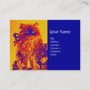 Tarjeta De Visita KITTEN CON ROSAS, azul Naranja amarillo