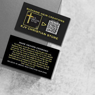 Tarjeta De Visita KJV Tienda cristiana Código QR oro negro
