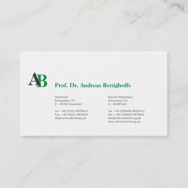 Tarjeta De Visita Klar con inicial (Anverso)
