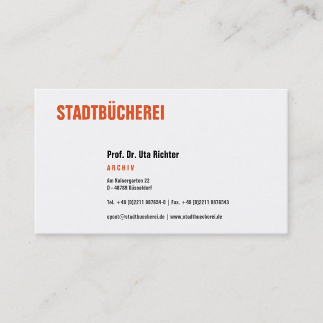 Tarjeta De Visita Klare Visitenkarte mit naranja (Anverso)