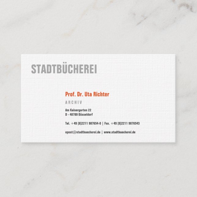 Tarjeta De Visita Klare Visitenkarte mit naranja (Anverso)