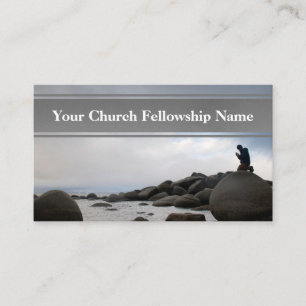 Tarjeta De Visita Kneeling Oración Ocean Rocks Iglesia Pastor