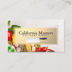 Tarjeta De Visita Knife   Frutas Verduras   Marco dorado