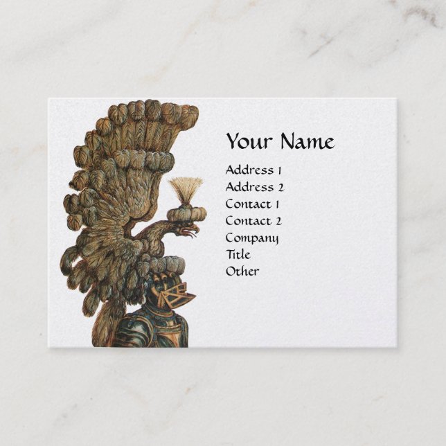 Tarjeta De Visita KNIGHT HELMET CON EAGLE MONOGRAM Heráldico (Anverso)