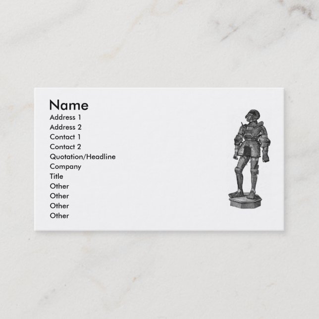 Tarjeta de visita Knight Medieval (Anverso)