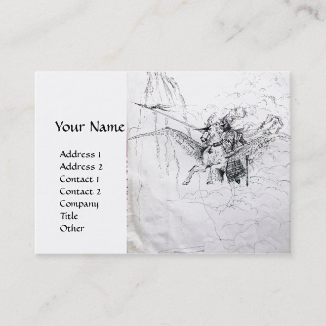TARJETA DE VISITA KNIGHT RIDING EN PEGASUS (Anverso)