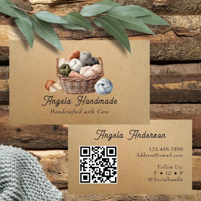 Tarjeta De Visita Knitting Basket Handmade QR Code (Subido por el creador)