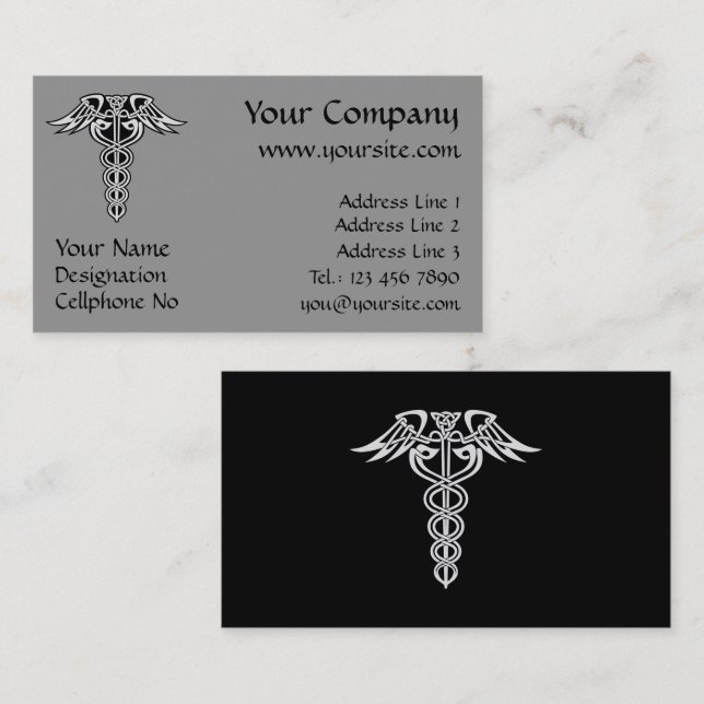 Tarjeta De Visita Knot Caduceus Celtic (Anverso / Reverso)