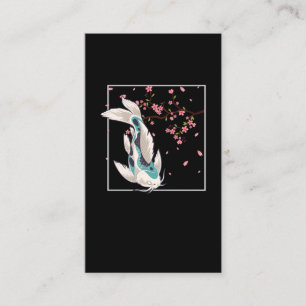 Tarjeta De Visita Koi Fish Cherry Blossom Pescador Japonés de Carpa