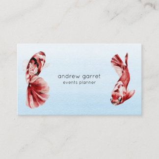 Tarjeta De Visita Koi Goldfish Lotus Lilies acuarela japonesa