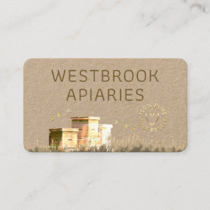 Tarjeta De Visita Kraft Beehives Apiary Tag con Gold Heart y Abejas