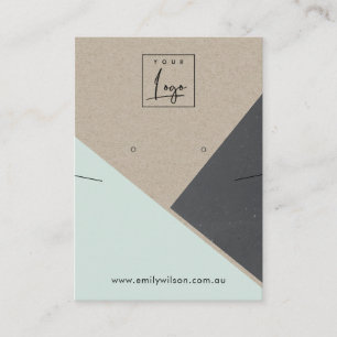 Tarjeta De Visita Kraft Black Aqua Blue Necklard Earring Display