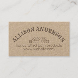 Tarjeta De Visita Kraft casero hecho a mano con texto curvado ruso