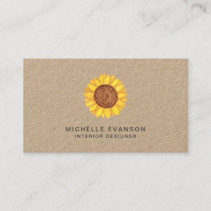 Tarjeta De Visita Kraft con el logotipo del girasol amarillo de colo
