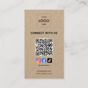 Tarjeta De Visita Kraft de logotipo moderno de QR Code para medios s