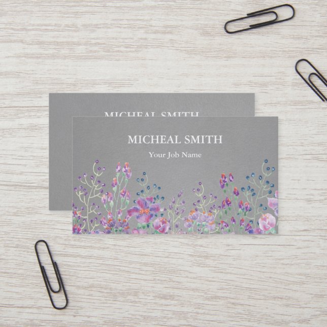 Tarjeta De Visita Kraft floral Boho moderno (Anverso/Reverso In Situ)