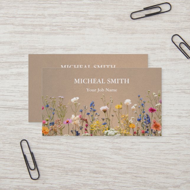 Tarjeta De Visita Kraft floral Boho moderno (Anverso/Reverso In Situ)