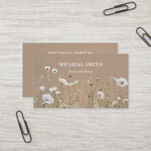 Tarjeta De Visita Kraft floral Boho moderno