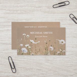 Tarjeta De Visita Kraft floral Boho moderno