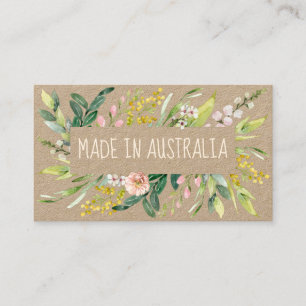 Tarjeta De Visita Kraft Hecho En Australia Con Florecimiento Nativo