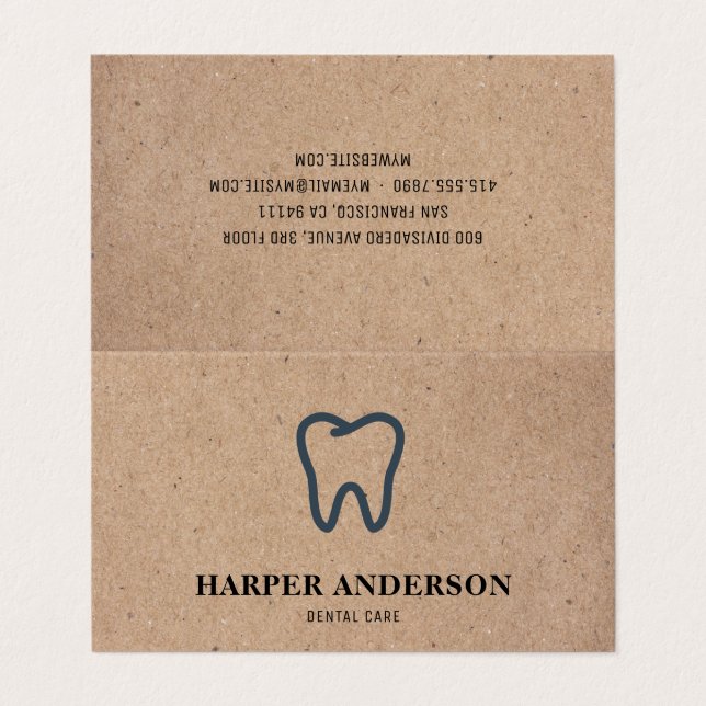 Tarjeta De Visita Kraft Modern Black Professional Dental Care (Exterior desplegado)