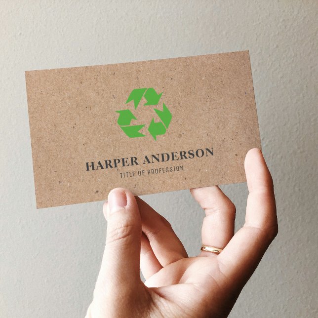 Tarjeta De Visita Kraft Modern Green Eco Recycling Professional (Subido por el creador)