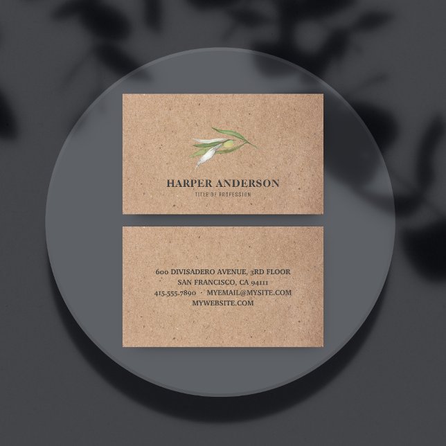 Tarjeta De Visita Kraft Modern Minimal Green Olive Tree Professional (Subido por el creador)