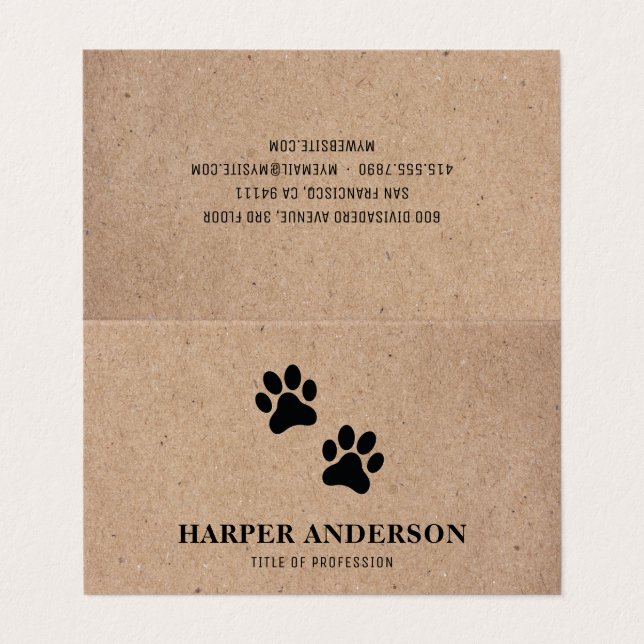 Tarjeta De Visita Kraft Moderno Beauty Simple Pet Care Profesional (Exterior desplegado)