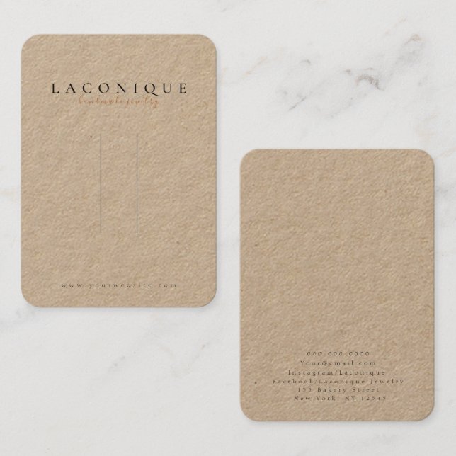 Tarjeta De Visita Kraft | Pantalla de anclaje | Joyas (Anverso / Reverso)