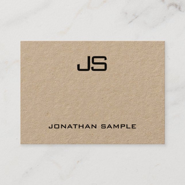Tarjeta De Visita Kraft Paper Monograma profesional moderno Elegante (Anverso)