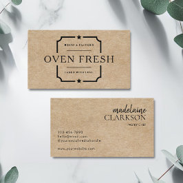 Tarjeta De Visita Kraft Pastry Chef Bakery de texto negro moderno