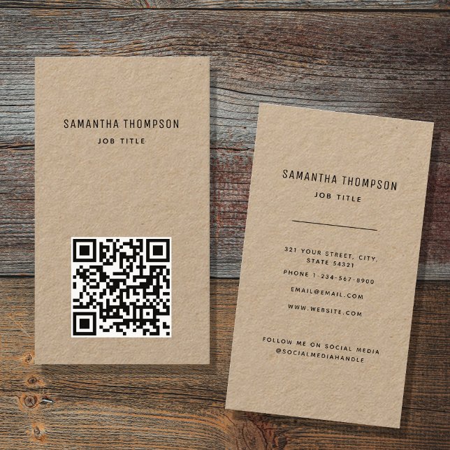Tarjeta De Visita Kraft Rústico Profesional Moderno Escaneado de Cód (Subido por el creador)